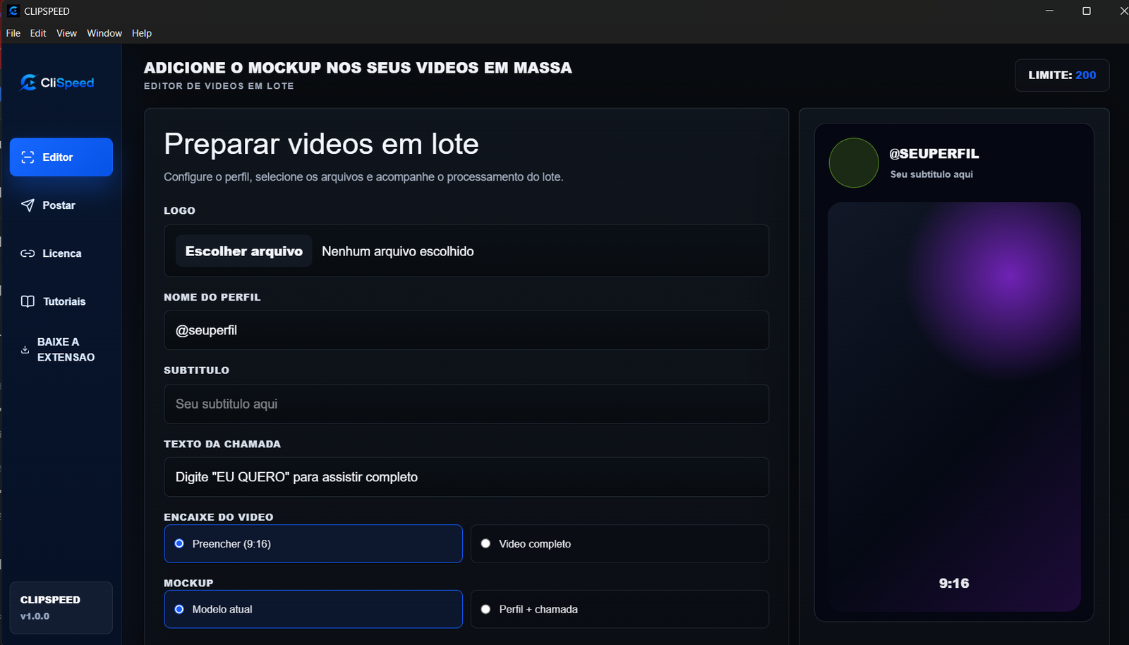 Interface real do CliSpeed